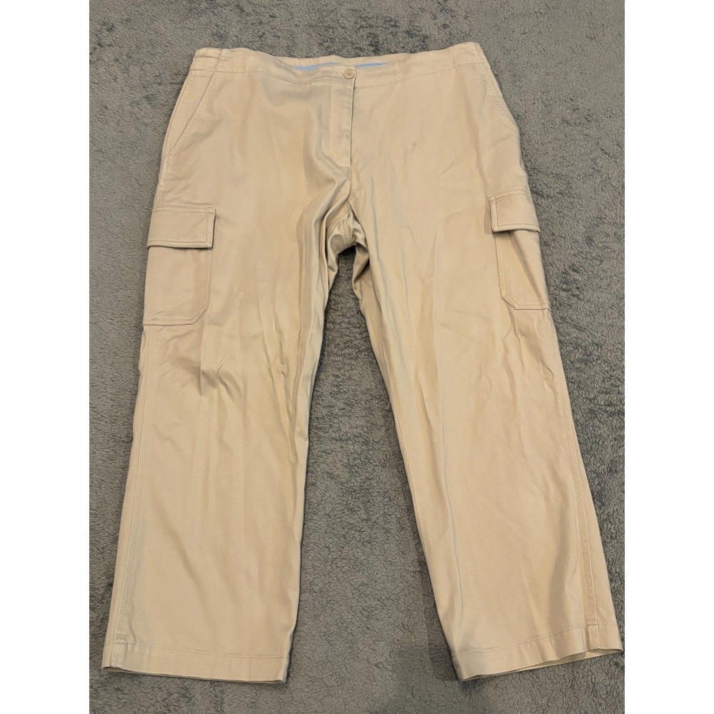 Briggs New York Cargo Pants Womens 14P Petite Beige Cropped Straight Leg Casual
